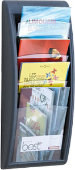 ESPOSITORE DA MURO A4 4 SCOMP. NERO 29X9,5XX65CM.