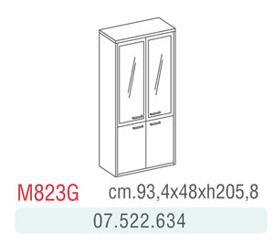 MOBILE ALTO 2 ANTE NOCE+2 VETRO M823G 93,4X48X205,8H
