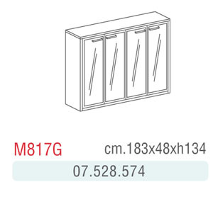MOBILE MEDIO 4 ANTE VETRO/NOCE M817G 138X48X134H
