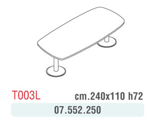 TAVOLO RIUNIONE GAMBE ALLUMINIO T003L CM240 NOCE