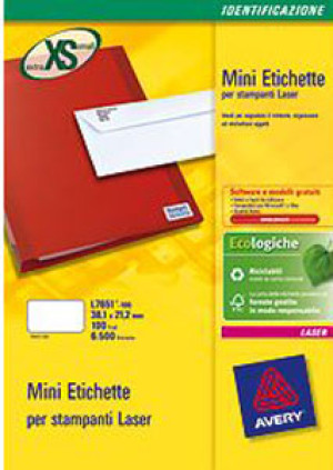 ETICHETTE BIANCHE LASER 38,1X21,2 SC.100FF. A4