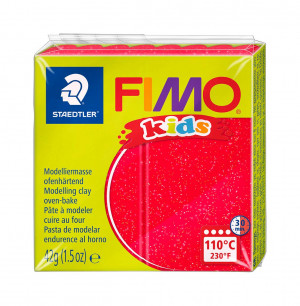 8030-212 PASTA DA MODELLARE FIMO KINDS ROSSO GLITTERATO